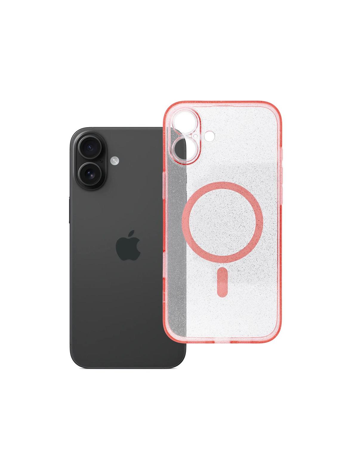 Futerał do iPhone 16 PLUS Clear Mag Cover (STR / CAMERA PROTECTION) zgodny z MagSafe  różowy glitter