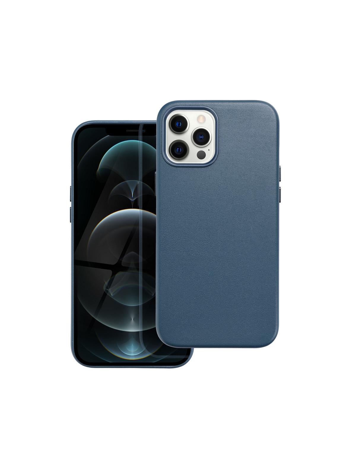 Futerał LEATHER MAG COVER kompatybilny z MagSafe do IPHONE 12 Pro Max niebieski