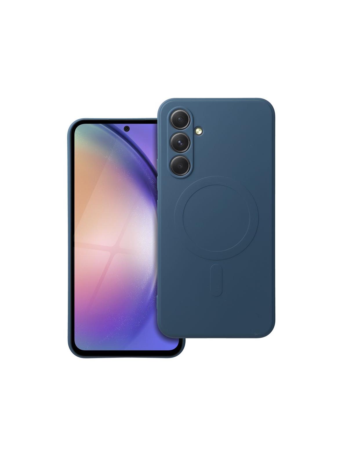 Futerał SILICONE MAG COVER kompatybilny z MagSafe do SAMSUNG A54 niebieski