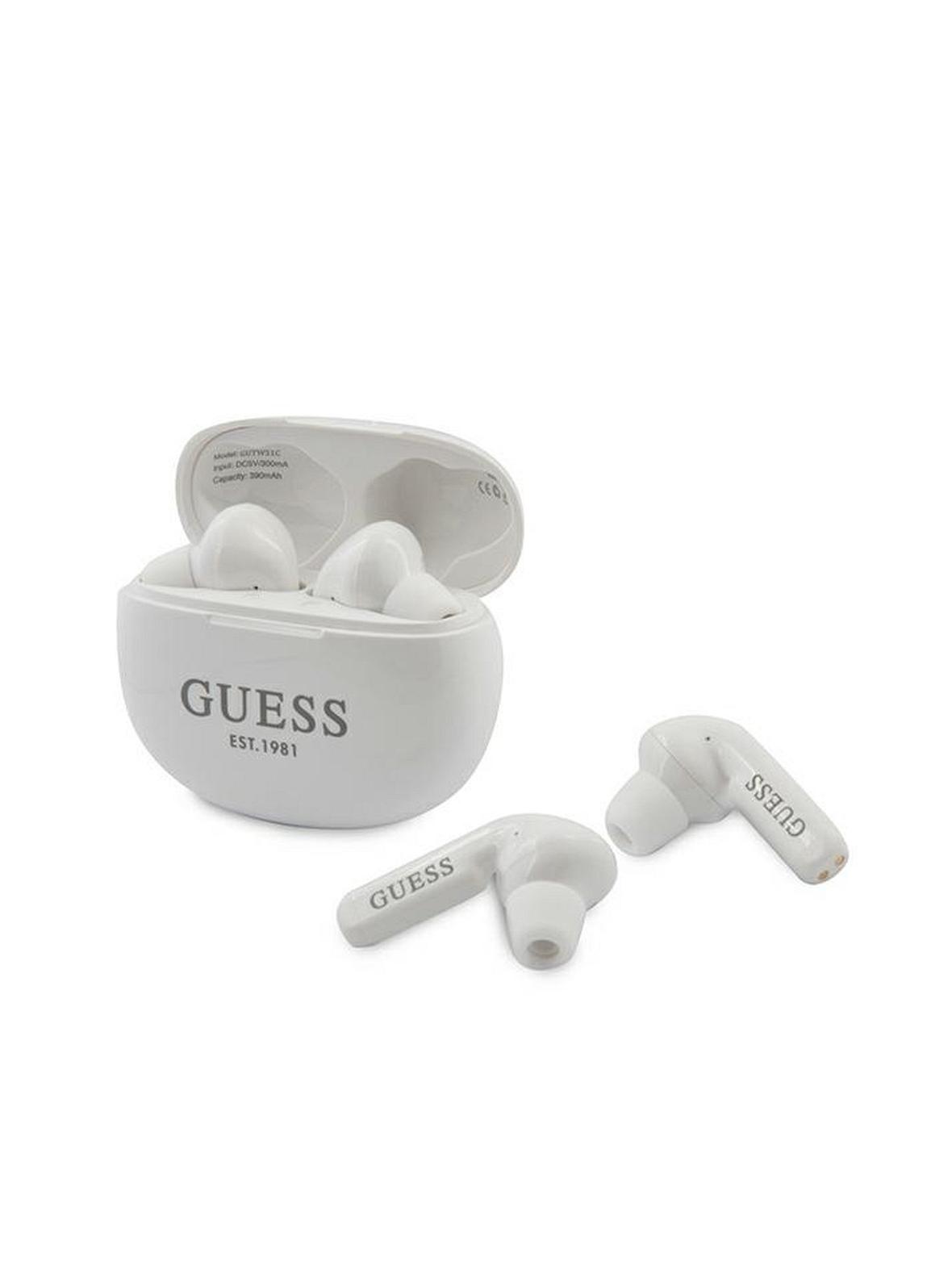 GUESS słuchawki bezprzewodowe bluetooth TWS + stacja dokująca GUTWS1CWH białe