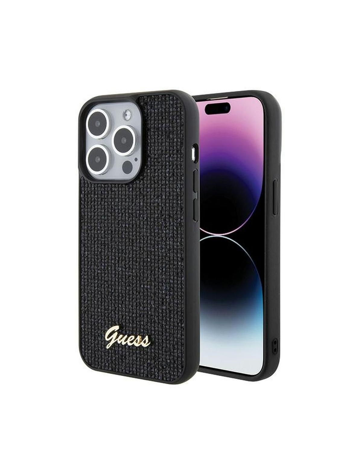 GUESS futerał do IPHONE 15 Pro GUHCP15LPMSDGSK (Disco Script Metal) czarny