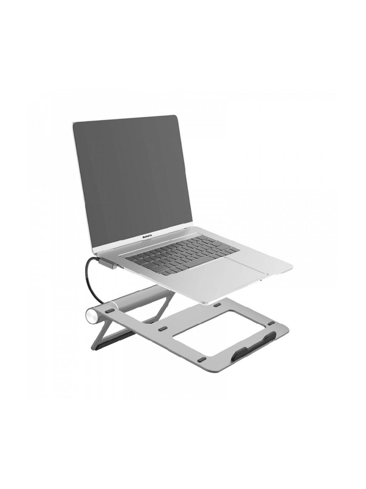 WiWU - Aluminiowa podstawka do laptopa ze stacją dokującą (USB-C*2+USB3.0*2+SD/TF+RJ45+HDMI (4k30Hz))