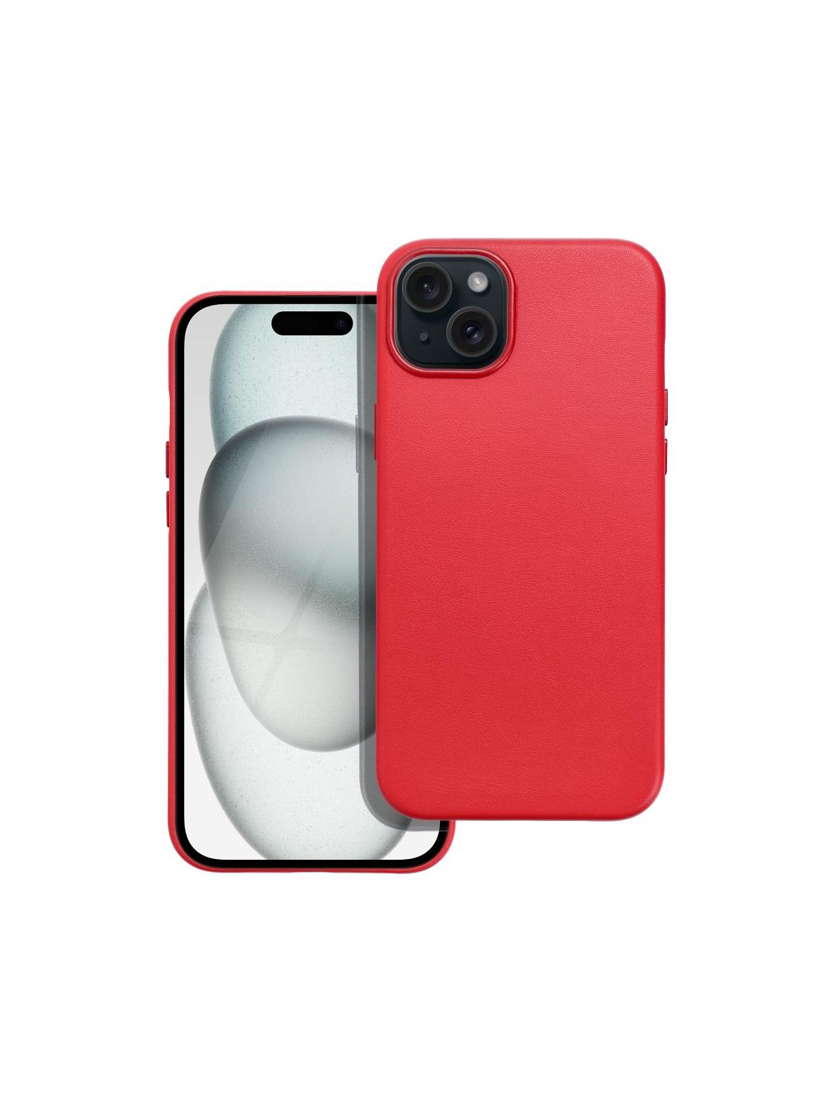 Futerał LEATHER MAG COVER kompatybilny z MagSafe do IPHONE 15 Plus czerwony