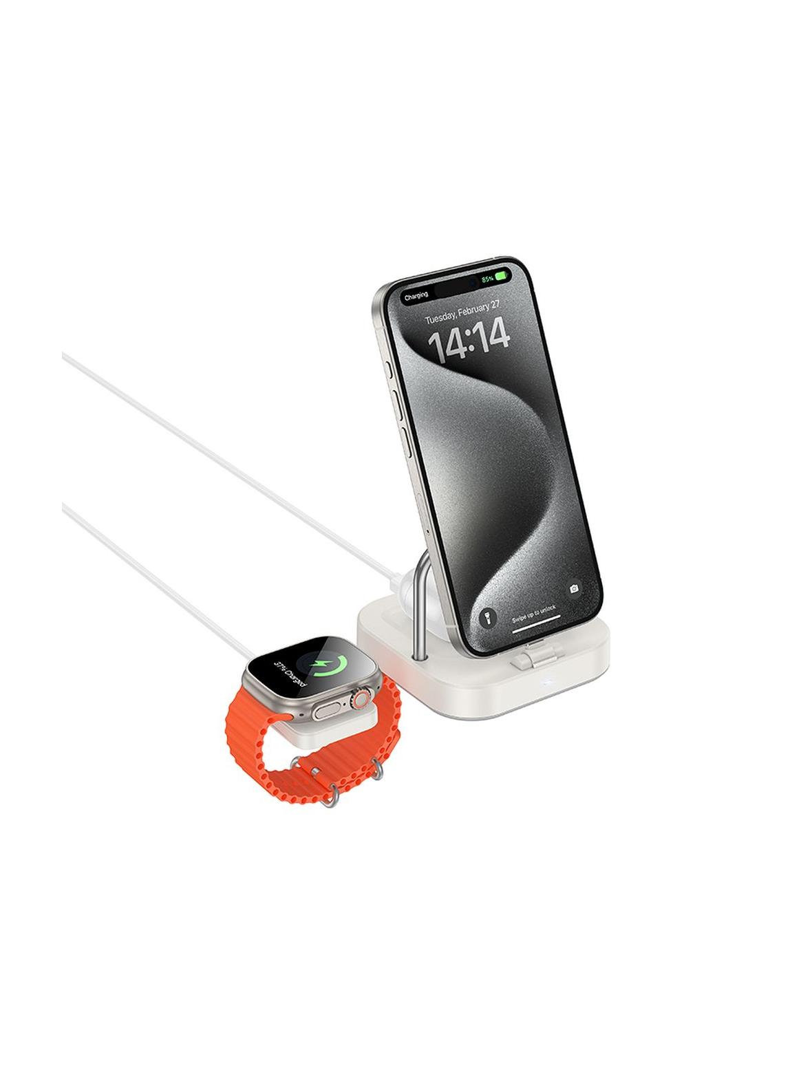 Ładowarka indukcyjna Hoco 3w1 3A 5W kompatybilna z Apple Watch CQ16A biała