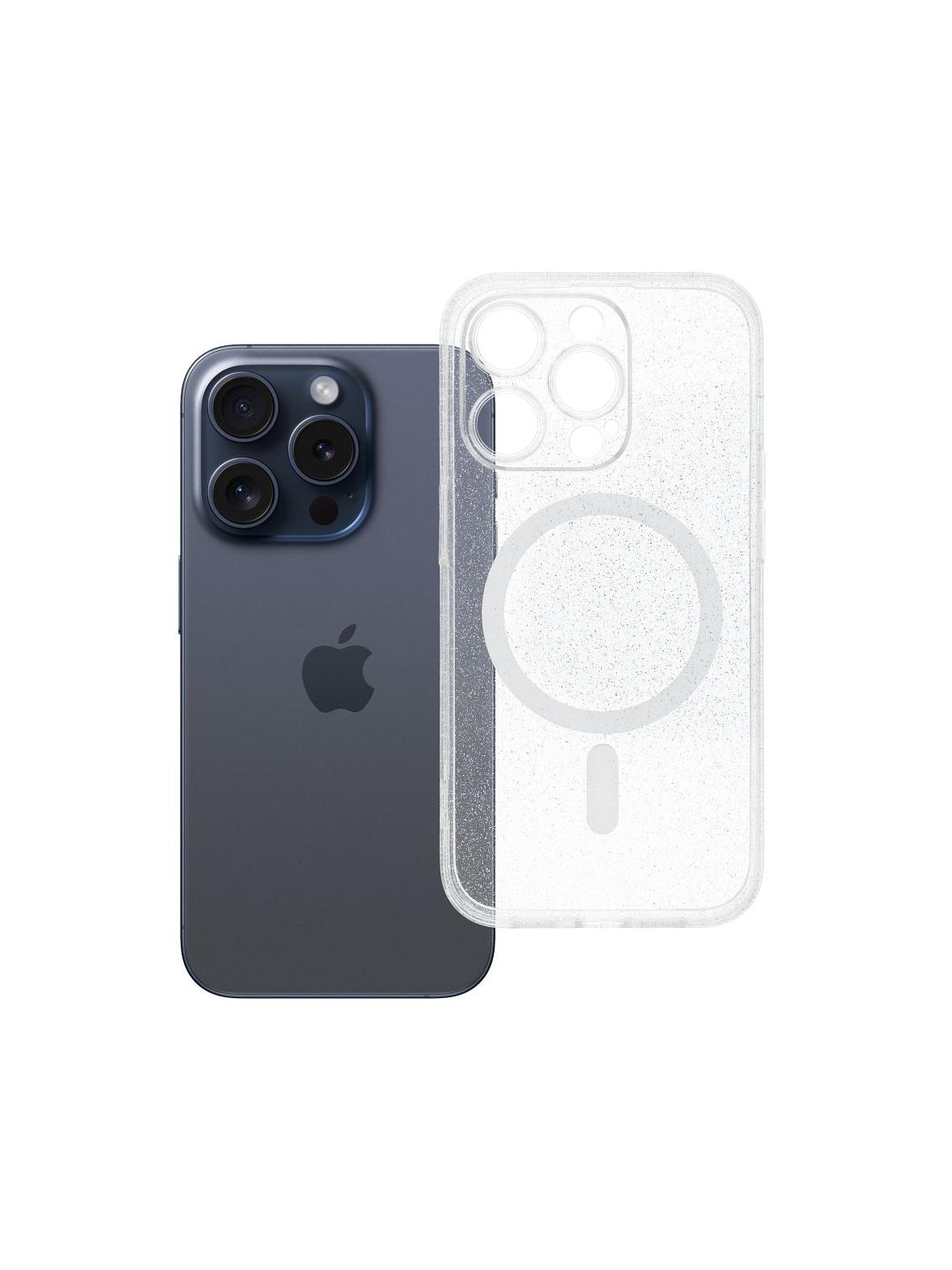 Futerał do iPhone 14 PRO Clear Mag Cover (STR / CAMERA PROTECTION) zgodny z MagSafe  transparentny glitter