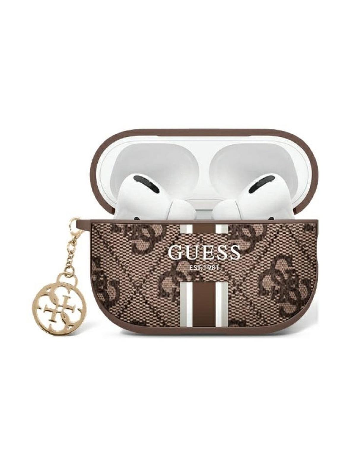 GUESS futerał do APPLE AirPods Pro 2 (2022 / 2023) GUAP2P4RPSW (4G Printed Stripes Charm) brązowy