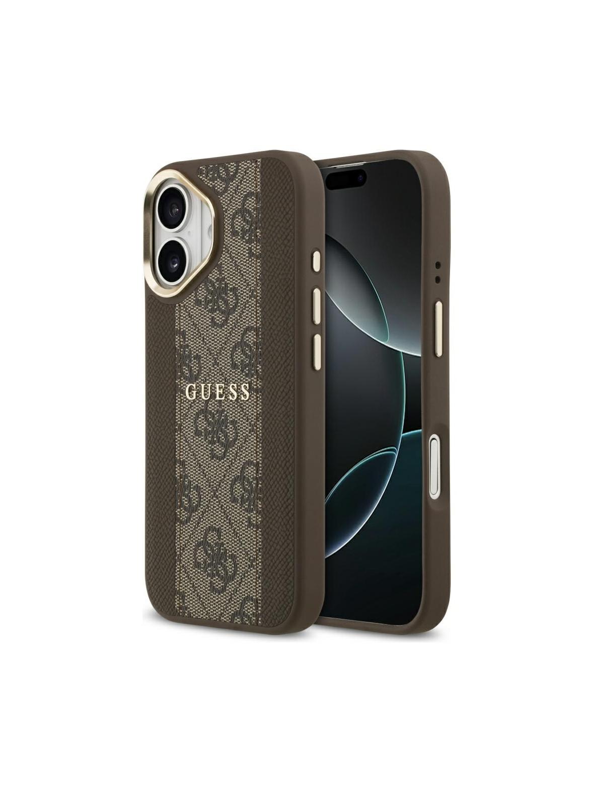 GUESS futerał do IPHONE 17 kompatybilny z MagSafe GUHMP17SPG4SEMCW (PU W/ 4G Stripe) brązowy