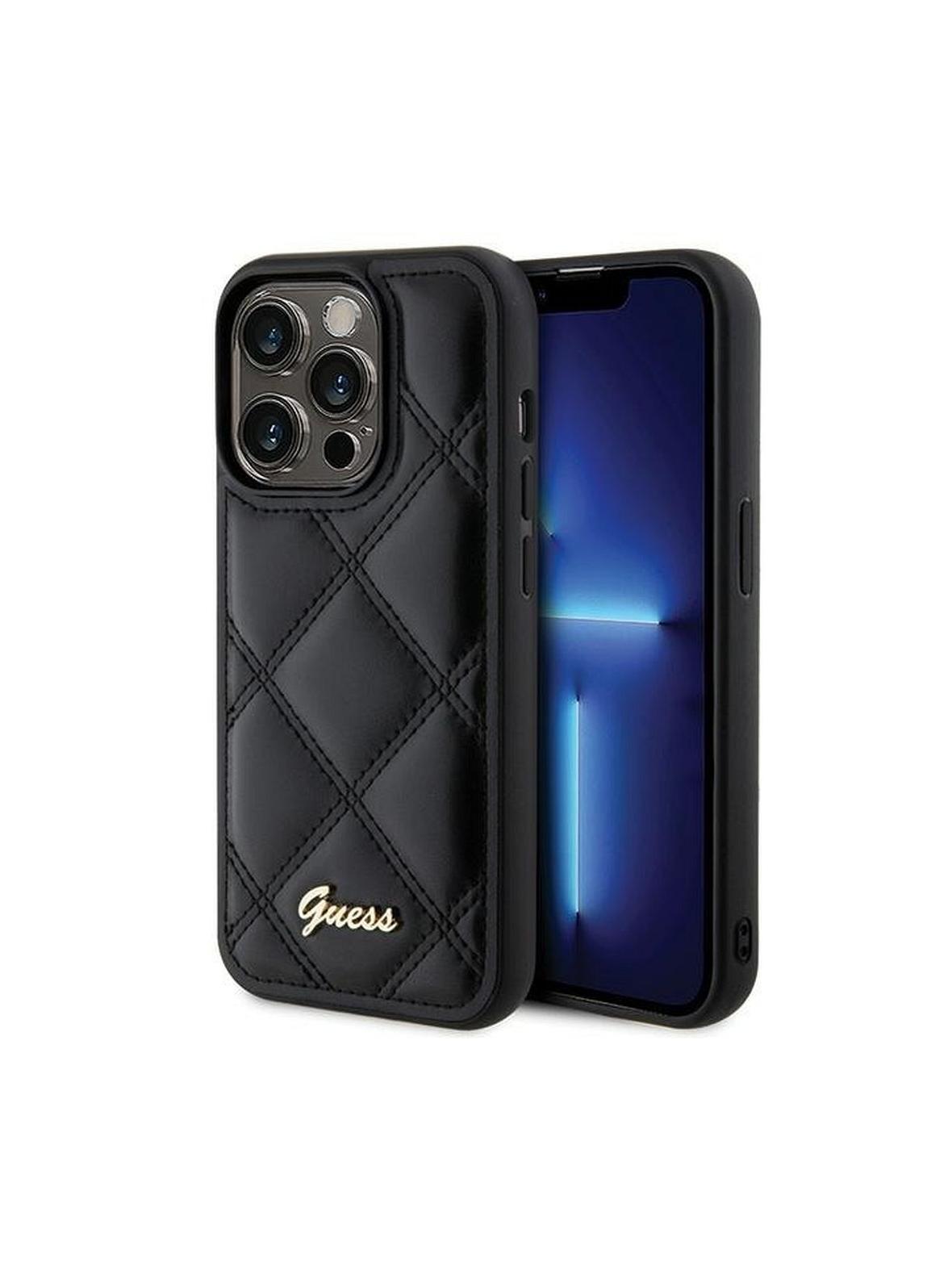 GUESS futerał do IPHONE 15 Pro Max GUHCP15XPSQSQSK (Quilted Metal Logo) czarny