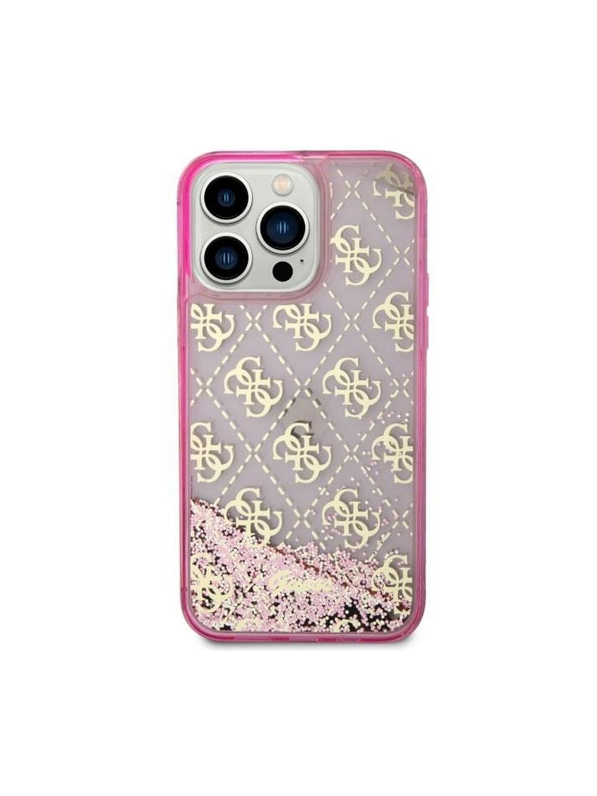 Oryginalne Etui GUESS Hardcase GUHCP14SLC4PSGP do iPhone 14 (Liquid Glitter 4G Translucent / różowy)