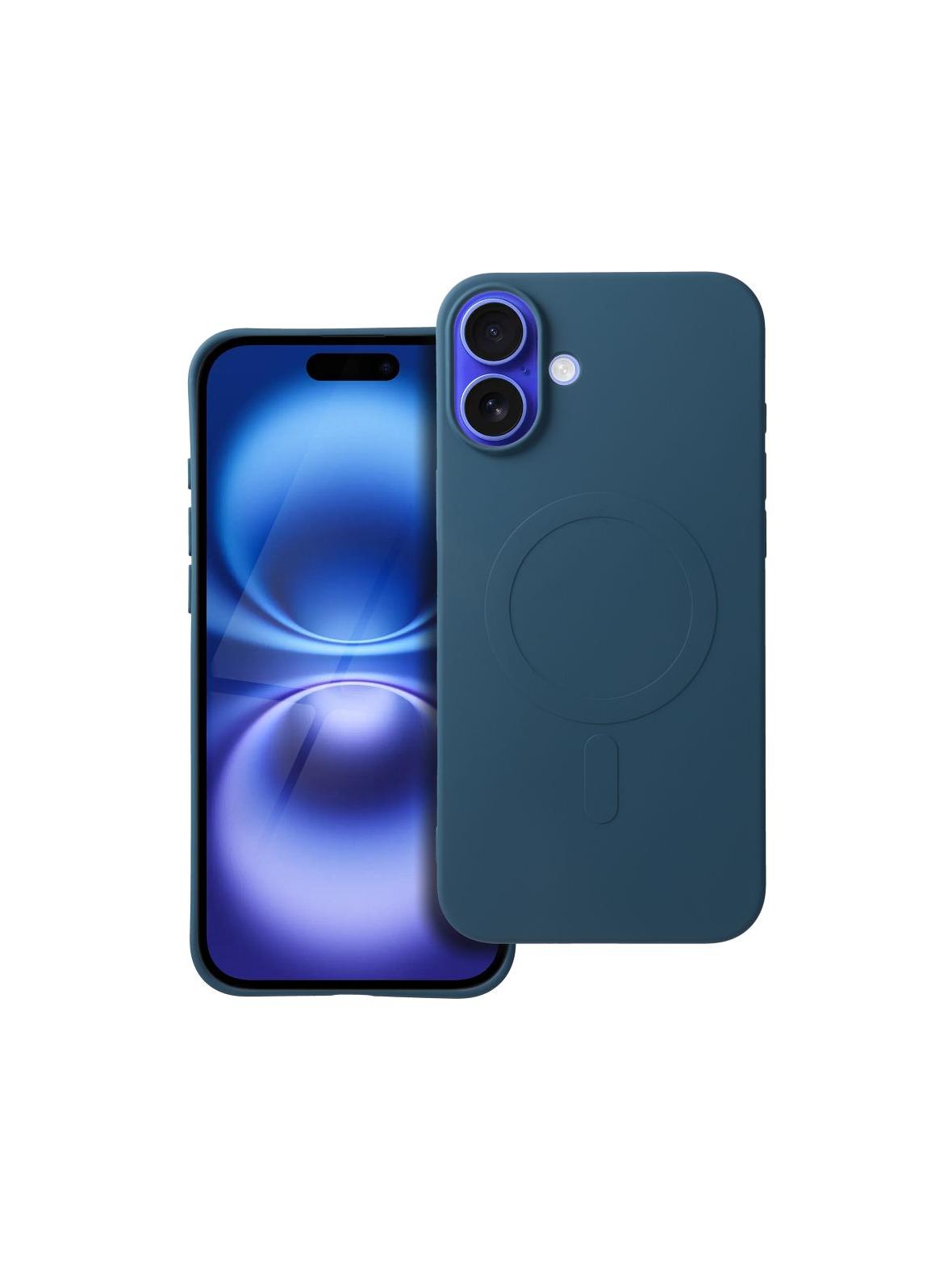 Futerał SILICONE MAG COVER (big hole) kompatybilny z MagSafe do IPHONE 16 Plus niebieski