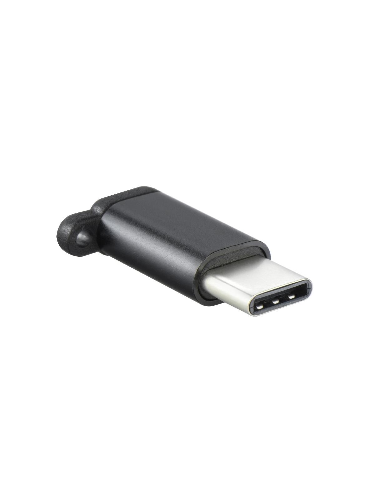 Adapter Micro USB (żeński) do Typ C (męski) [PA30] zawieszka czarny