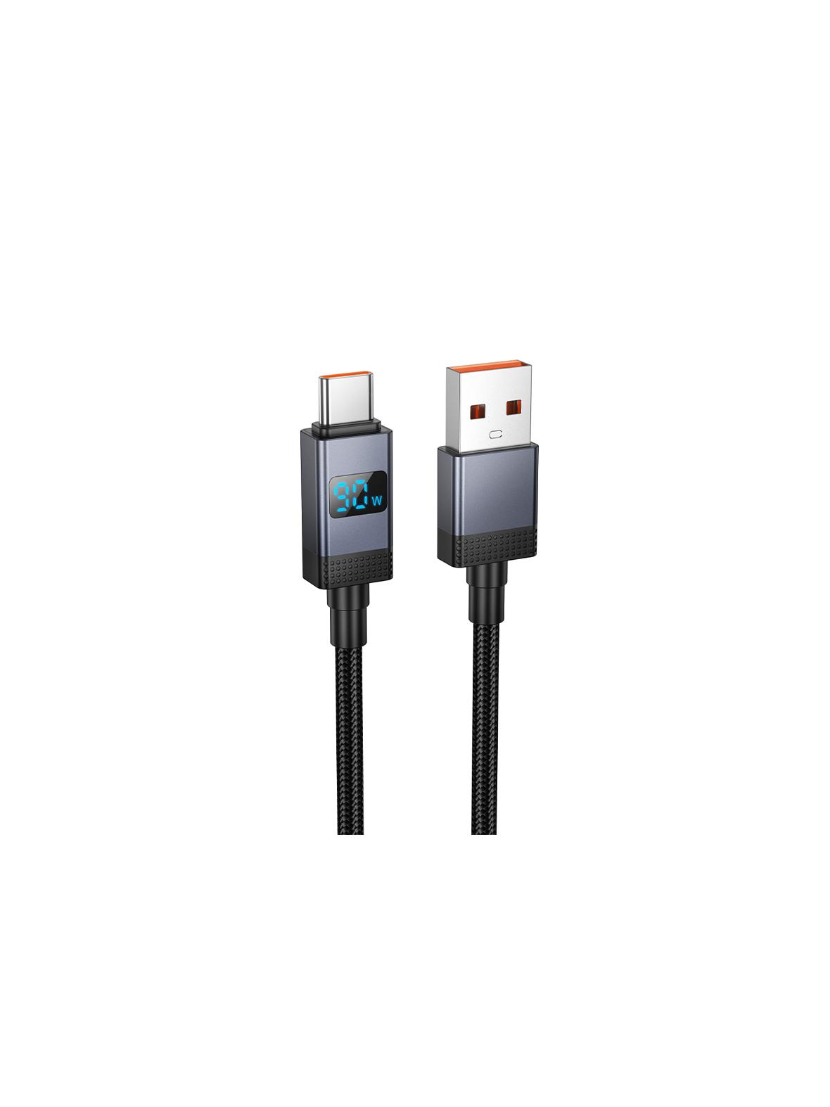 Kabel USB A do USB C Hoco 5A z wyświetlaczem 1 m X118 czarny