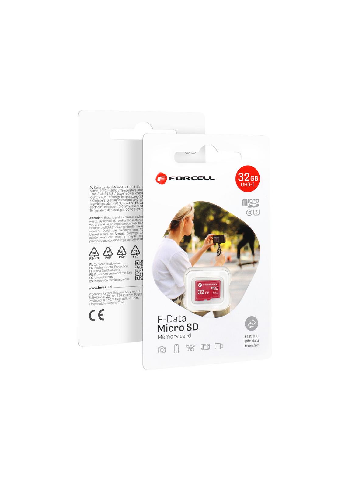 Karta microSD 32GB U3 class 10 Forcell F-Data czerwona