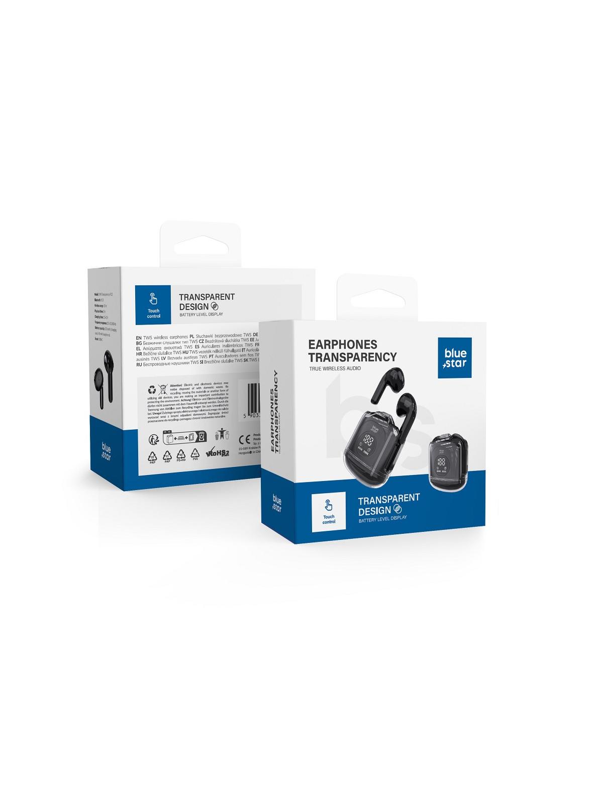 Słuchawki bezprzewodowe douszne Blue Star Transparency Fi22 TWS czarne