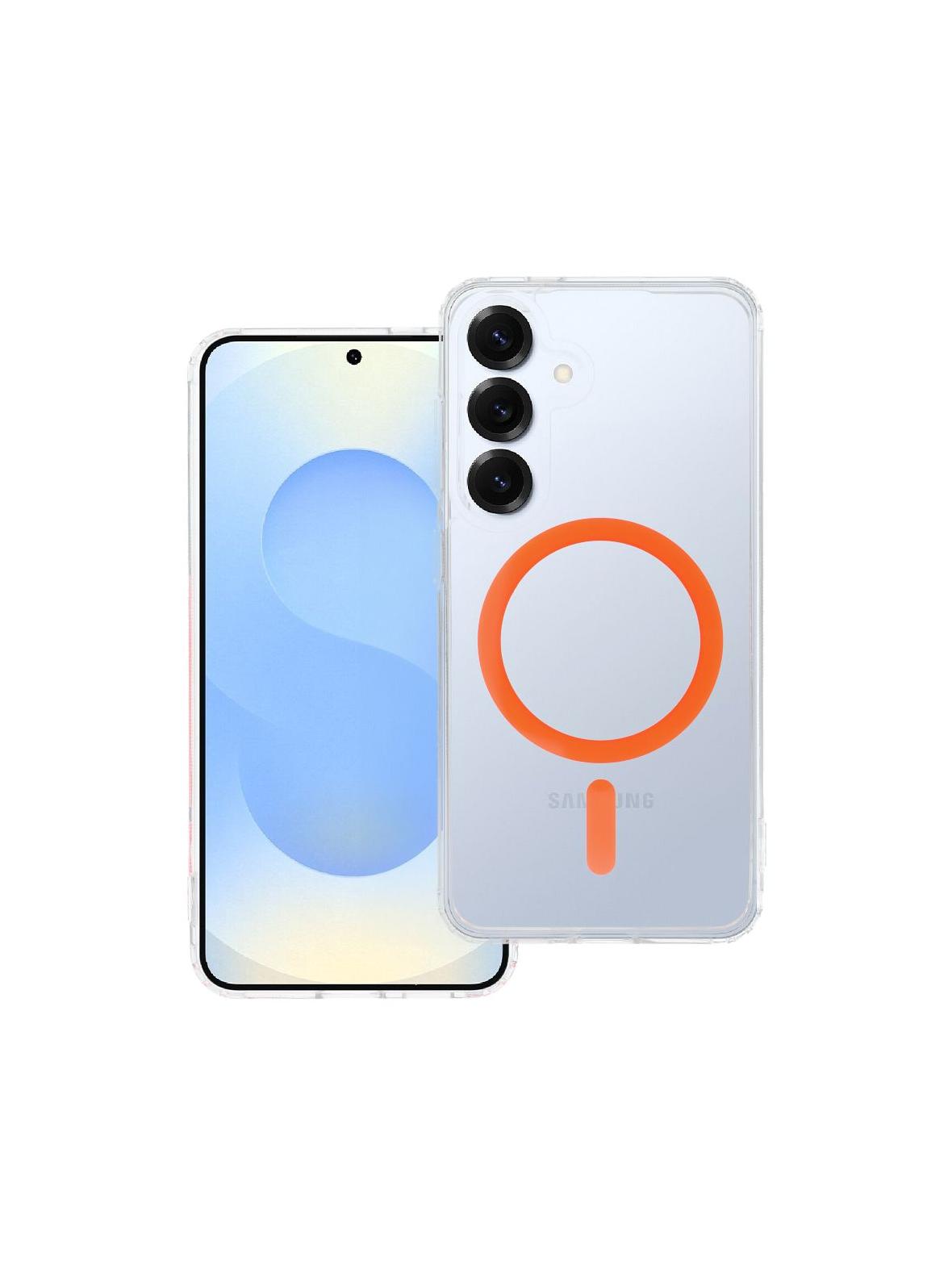 Drop Glue Colorful Ring Mag Cover kompatybilny z MagSafe pasuje do SAMSUNG S25 pomarańczowy