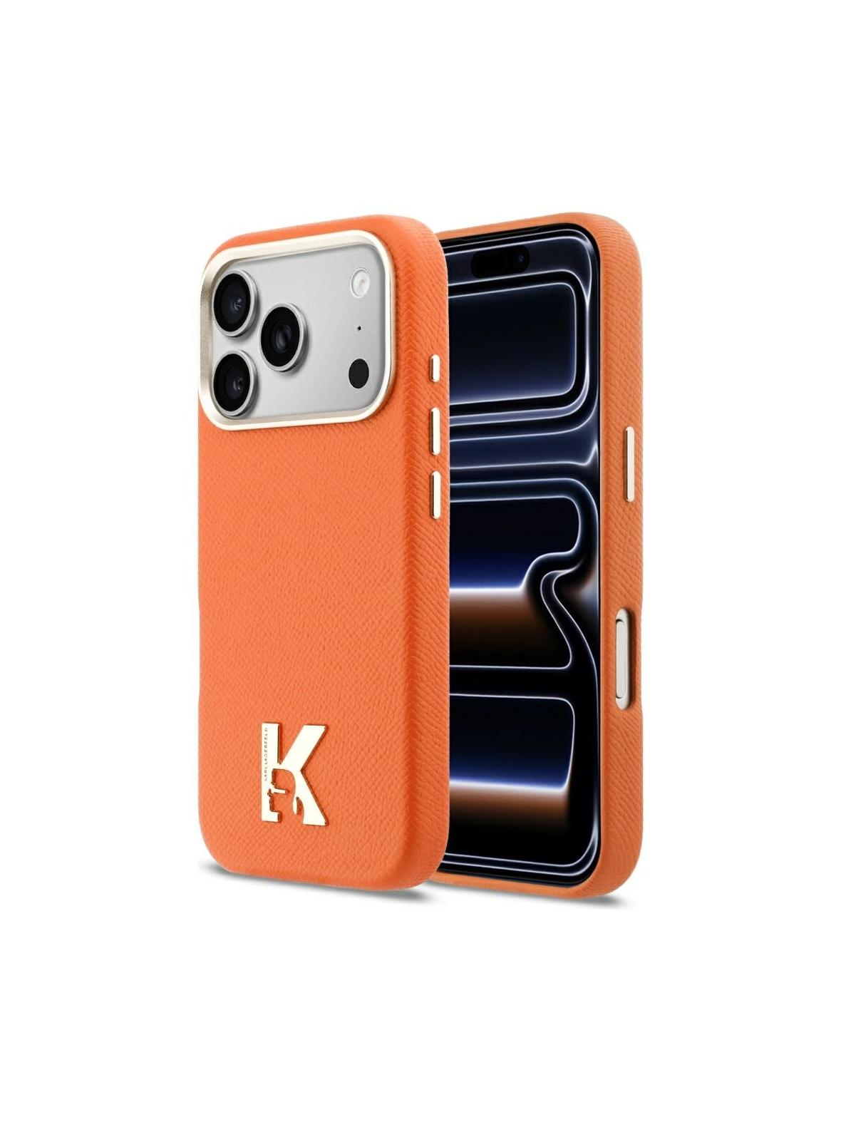 KARL LAGERFELD futerał do IPHONE 17 Pro kompatybilny z MagSafe KLHMP17L5PGFKHGO (PU FW W/ KHead Logo) pomarańczowy