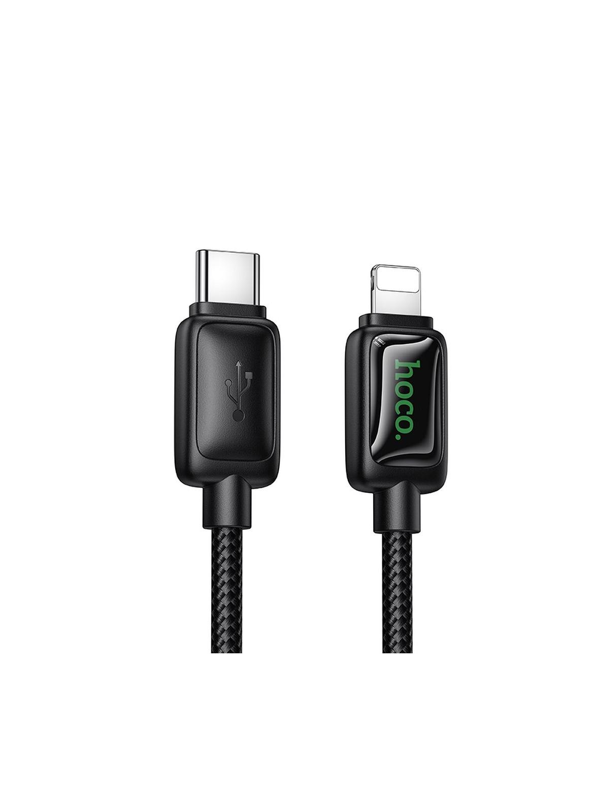 Kabel USB C do Lightning Hoco PD 30W 1,2 m z LCD U146 czarny