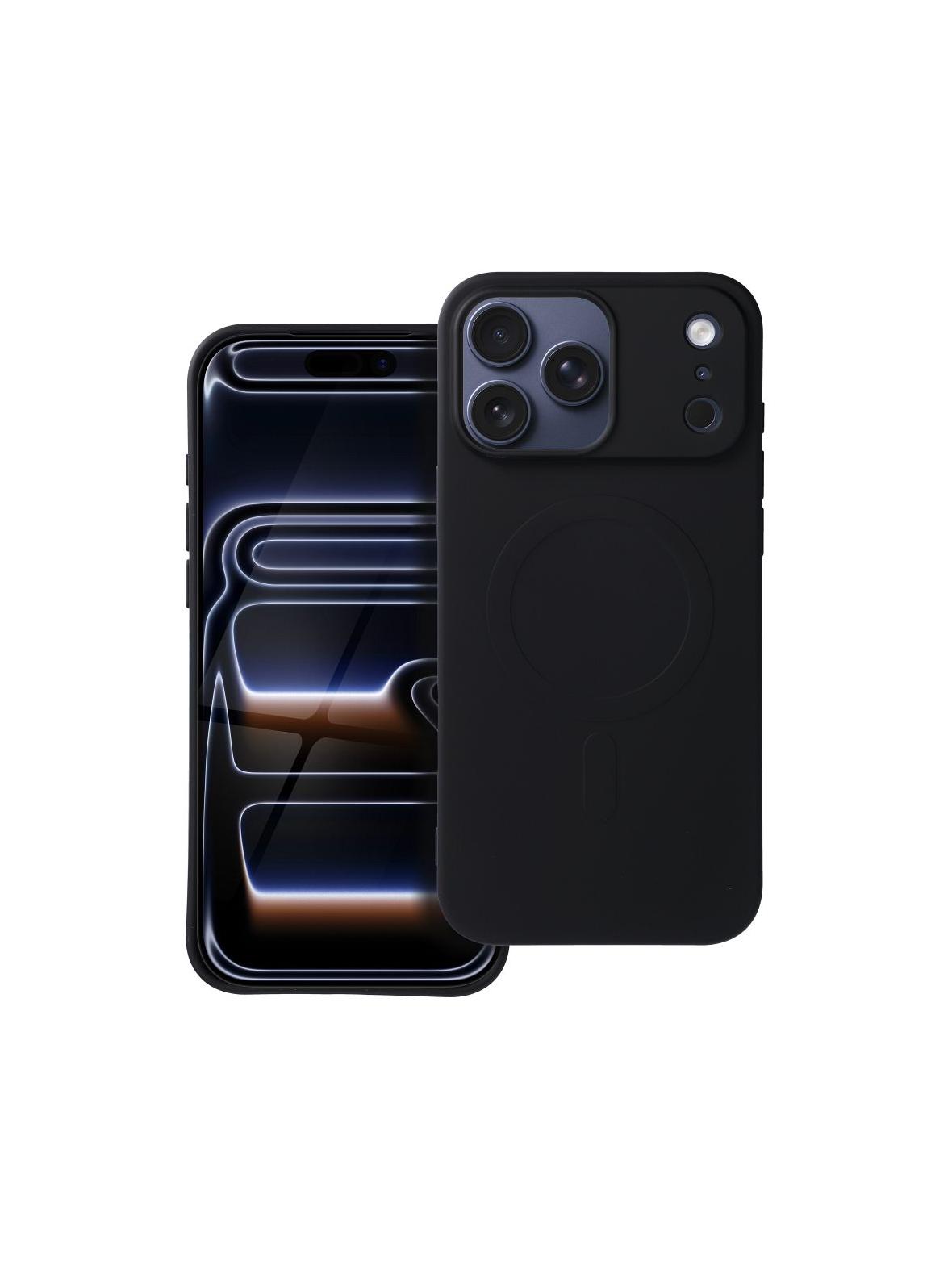 Futerał SILICONE MAG COVER (big hole) kompatybilny z MagSafe do IPHONE 17 Pro Max czarny