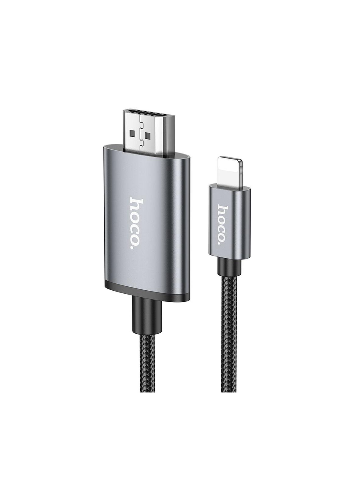 Kabel Lightning do HDMI Hoco 1080p 2 m UA27 stalowy szary