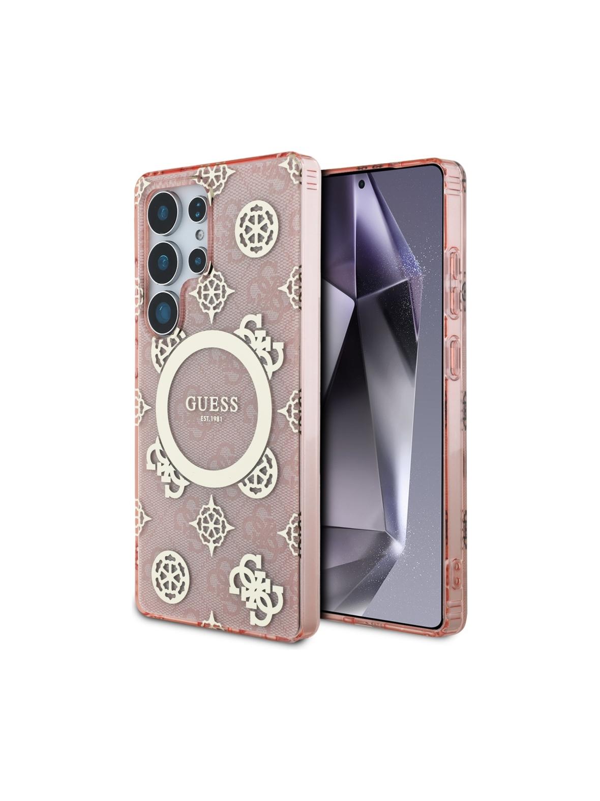 GUESS futerał do SAMSUNG S25 Ultra GUHMS25LH4PYEEP (Magnetic IML Peony on 4G Background) różowy