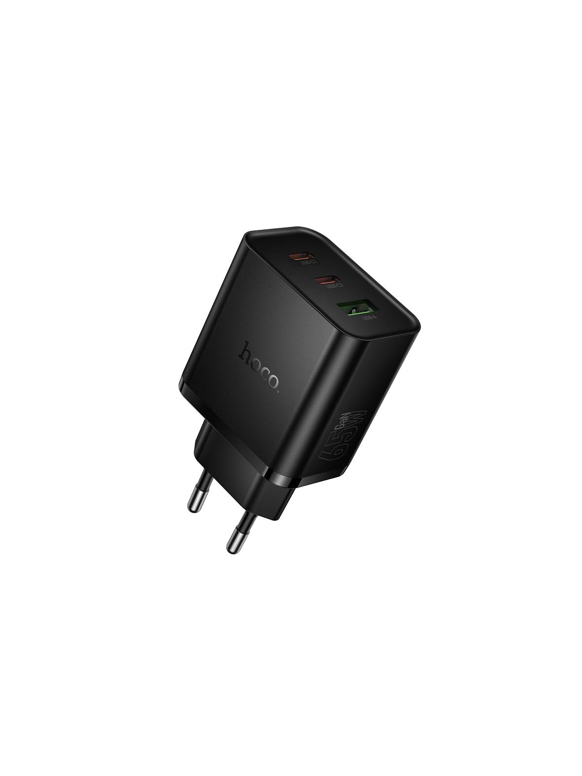 Ładowarka sieciowa do telefonu Hoco 2x USB C + USB A QC3.0 PD 3A 65W N75 czarna
