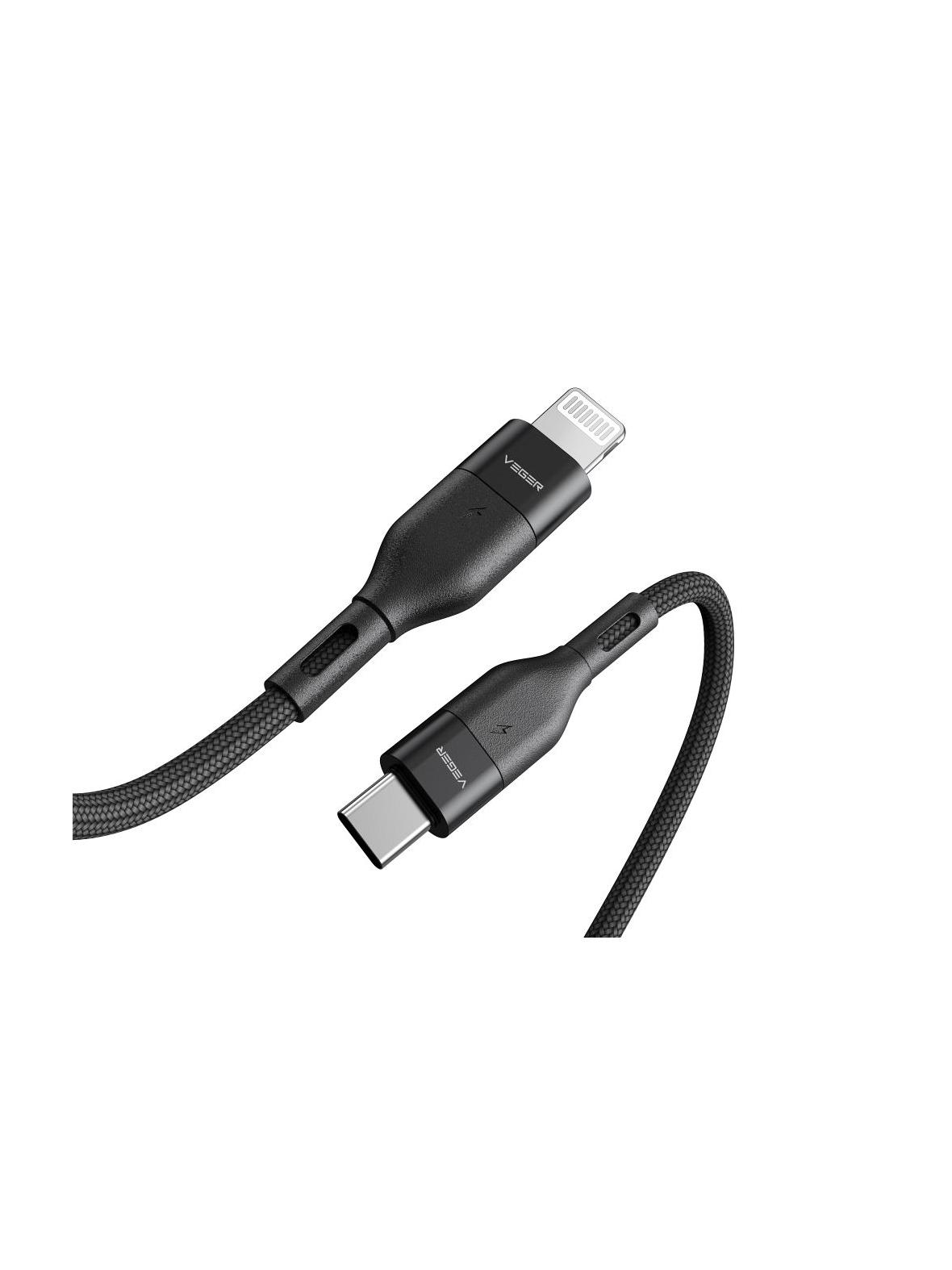 Kabel USB C do Lightning VEGER PD 3A 27W 1,2 m CL01 czarny