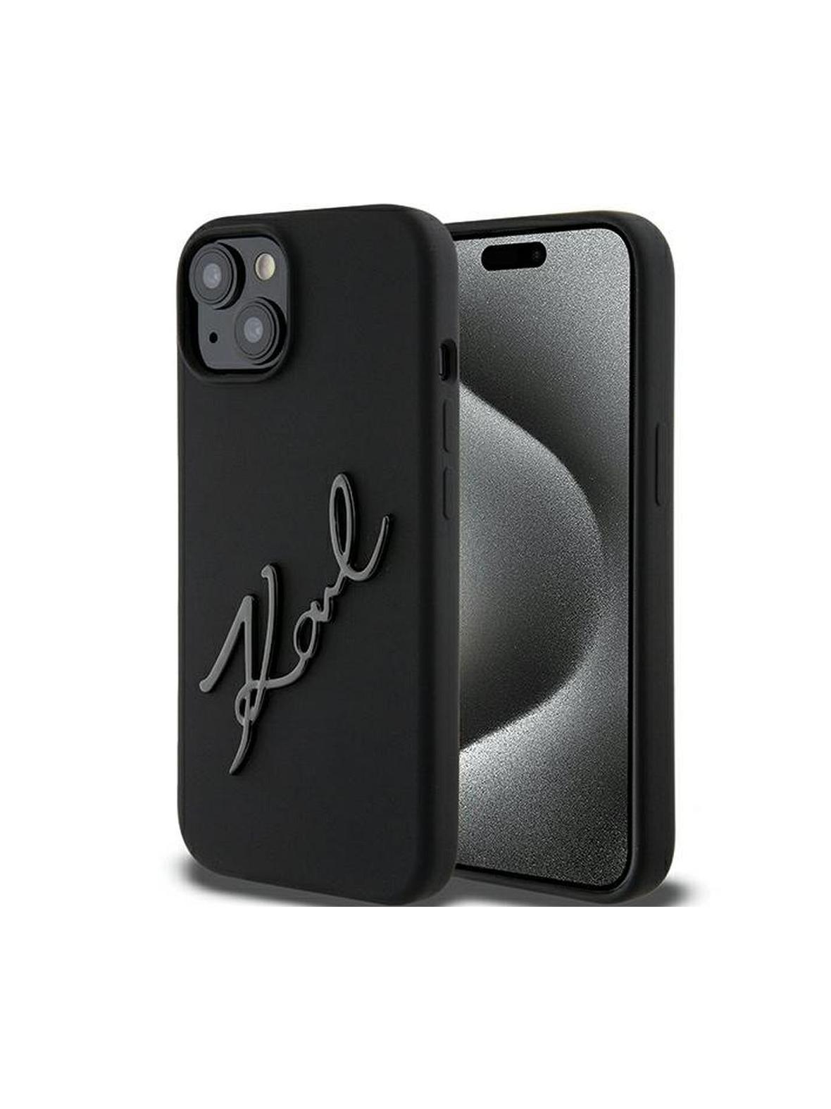 KARL LAGERFELD futerał do IPHONE 15 KLHCP15SSKSBMCK (Silicone Karl Script Logo) czarny