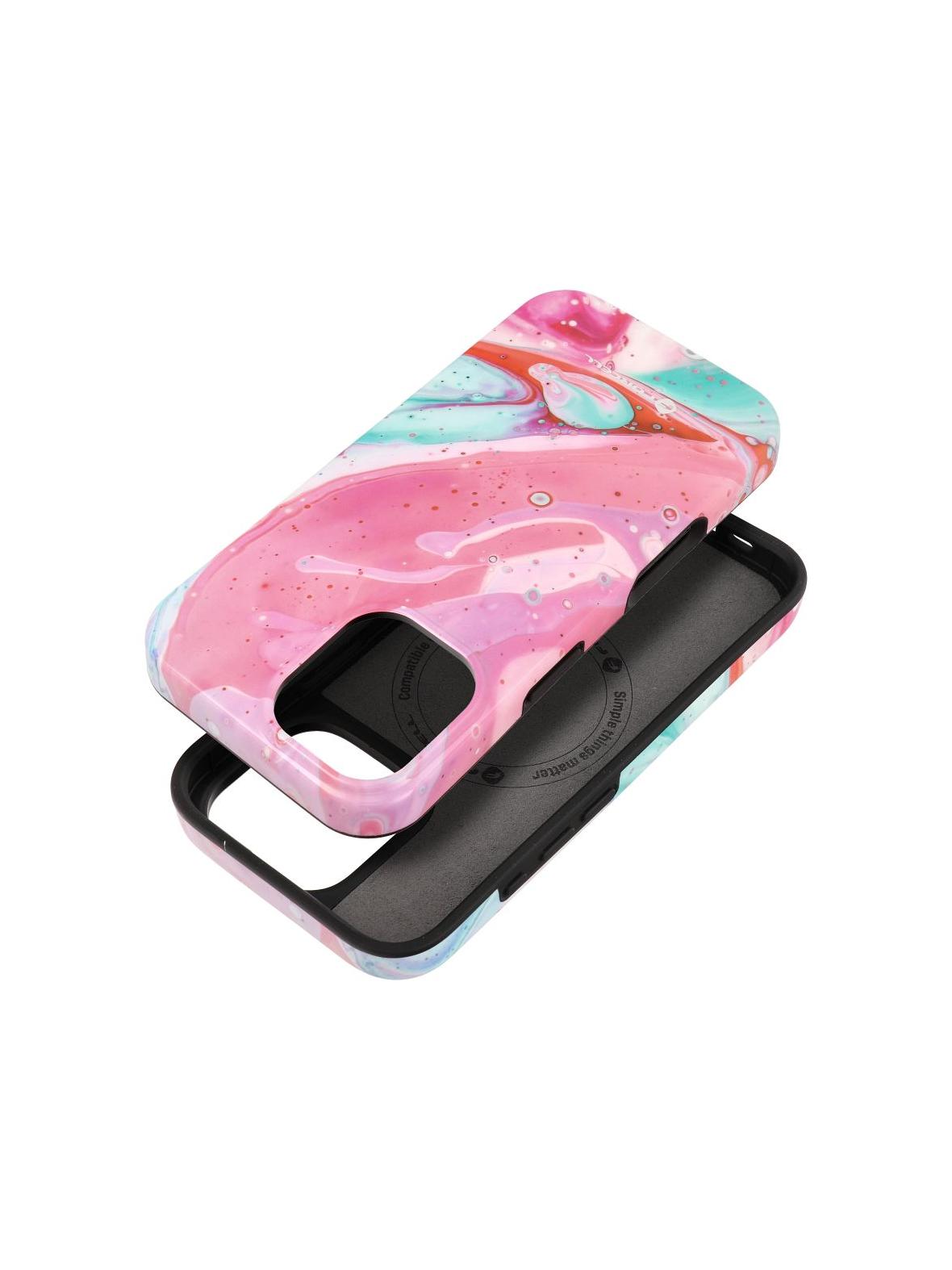 Etui na iPhone 16 Forcell F-Protect Mirage zgodny z MagSafe Military Drop-Test pink marble