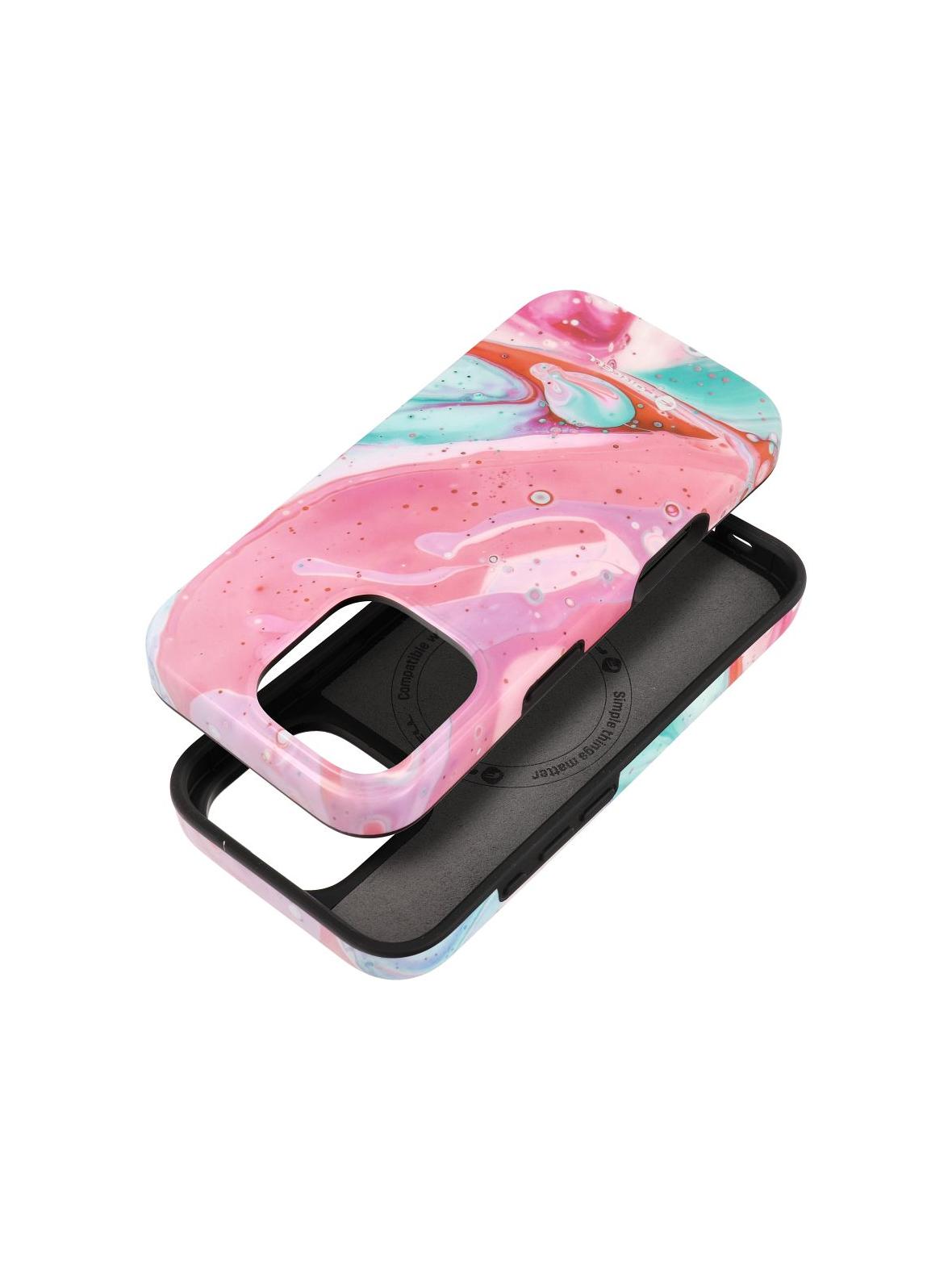 Etui na iPhone 15 Forcell F-Protect Mirage zgodny z MagSafe Military Drop-Test pink marble
