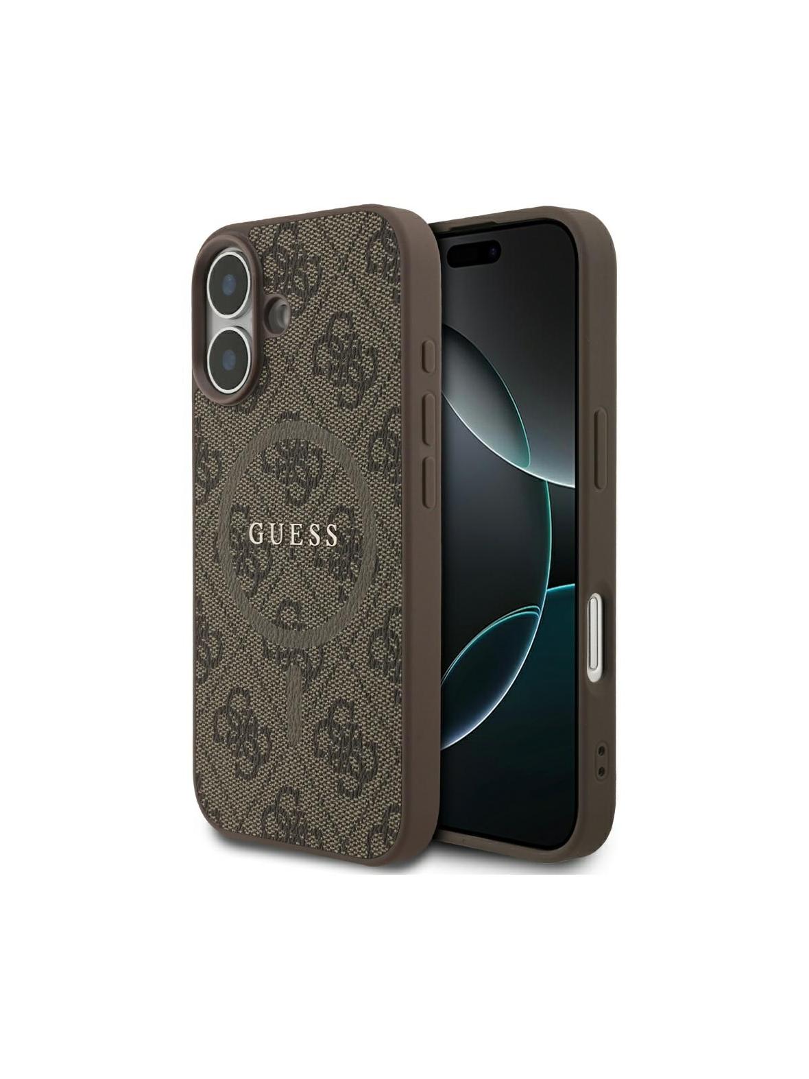 GUESS futerał do IPHONE 17 kompatybilny z MagSafe GUHMP17SG4GFRW (PU 4G Ring Classic Logo) brązowy