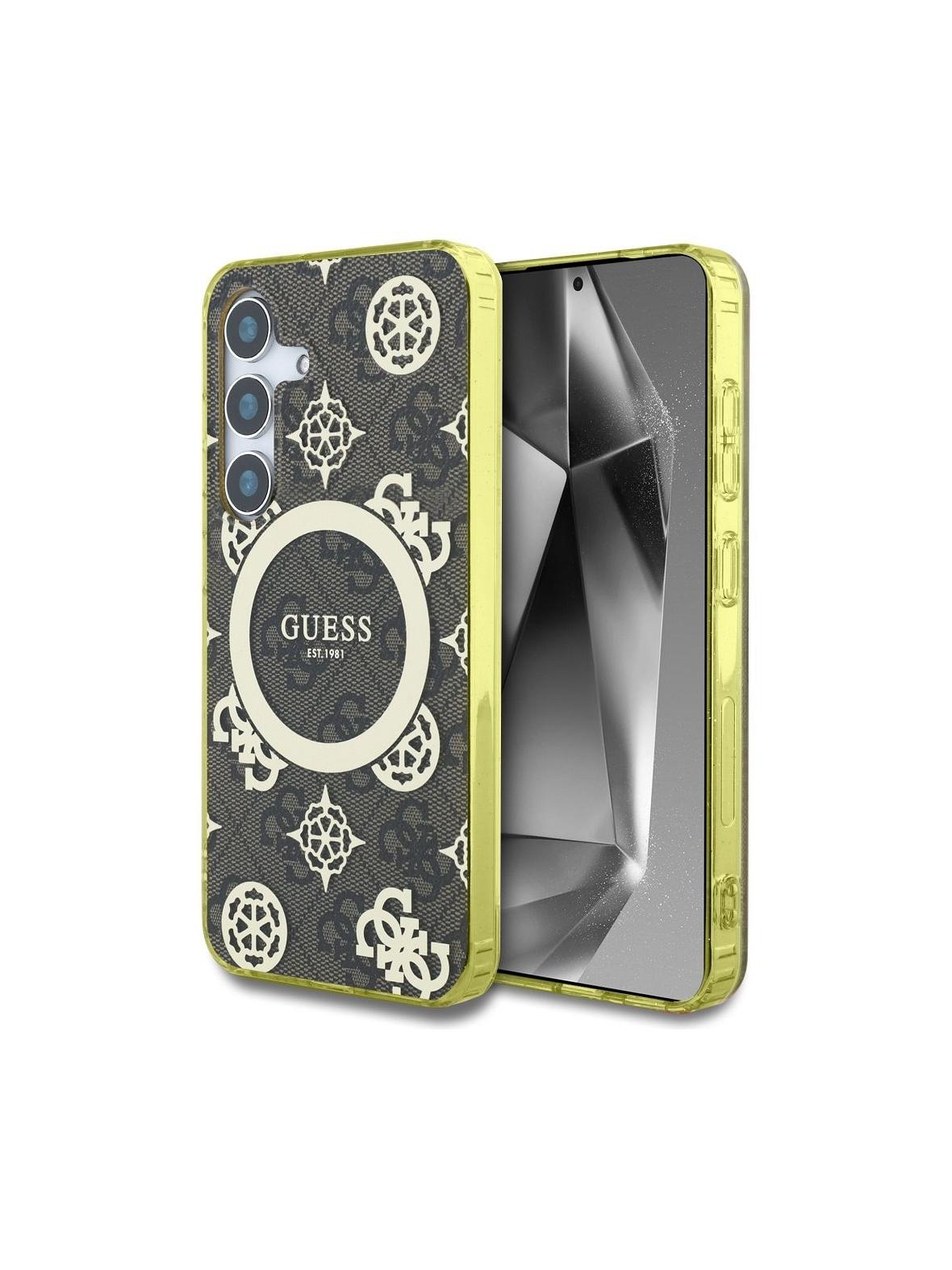 GUESS futerał do SAMSUNG S25 GUHMS25SH4PYEEW (Magnetic IML Peony on 4G Background) brązowy