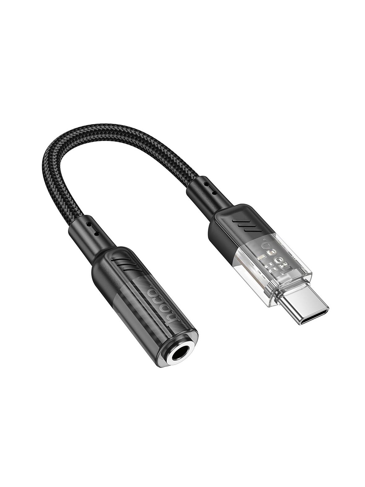 Adapter AUX USB C do Jack 3,5 mm Hoco 0,15 m LS37 transparentny czarny