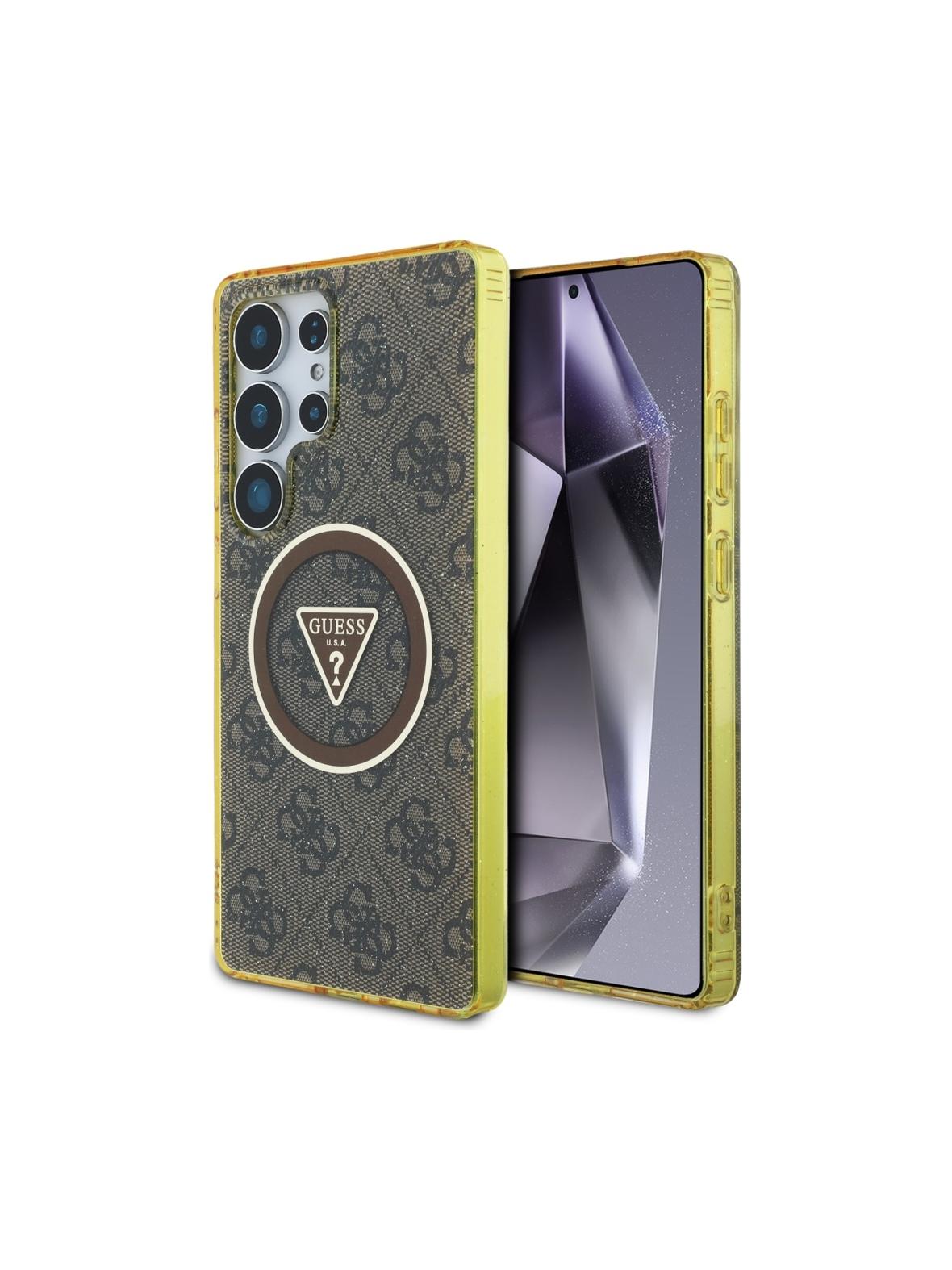GUESS futerał do SAMSUNG S25 Ultra GUHMS25LHG4PRTGW (Magnetic IML Metal Glitter 4G Circle Triangle) brązowy