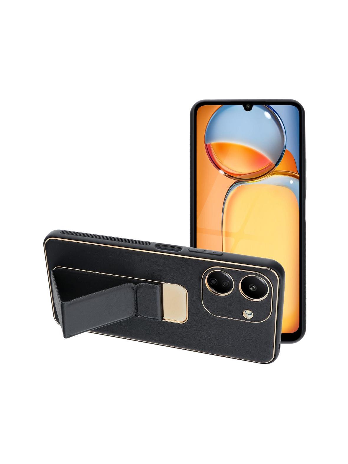 Futerał LEATHER CASE KICKSTAND do XIAOMI Redmi 13C / POCO C65 czarny