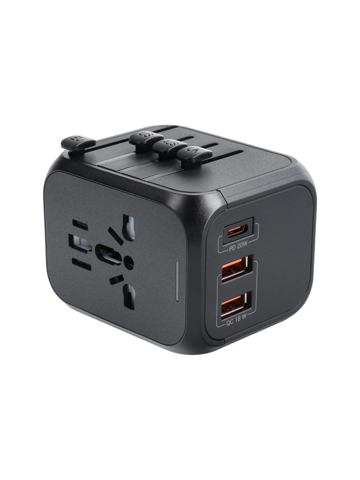 Ładowarka podróżna / adapter OL-309-PQ20 CAŁY ŚWIAT czarna