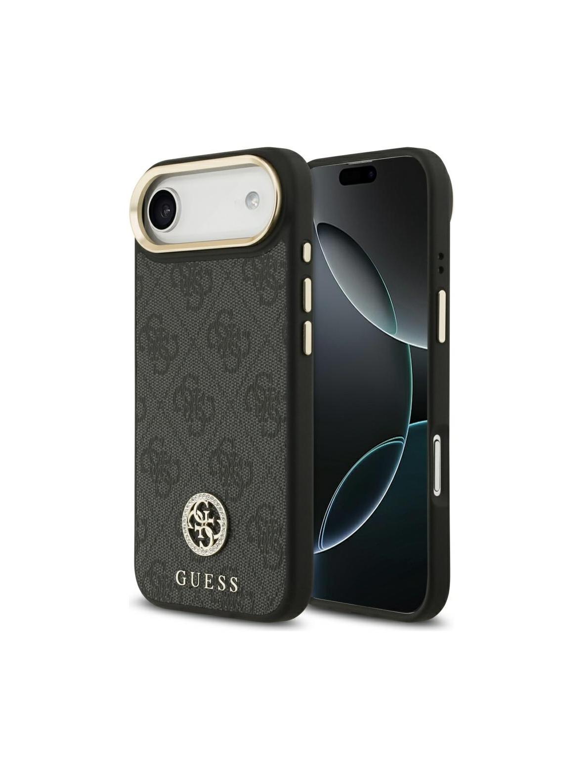 GUESS futerał do IPHONE 17 Air kompatybilny z MagSafe GUHMP17MP4GRMDEK (PU W/ 4G Strass Logo) czarny