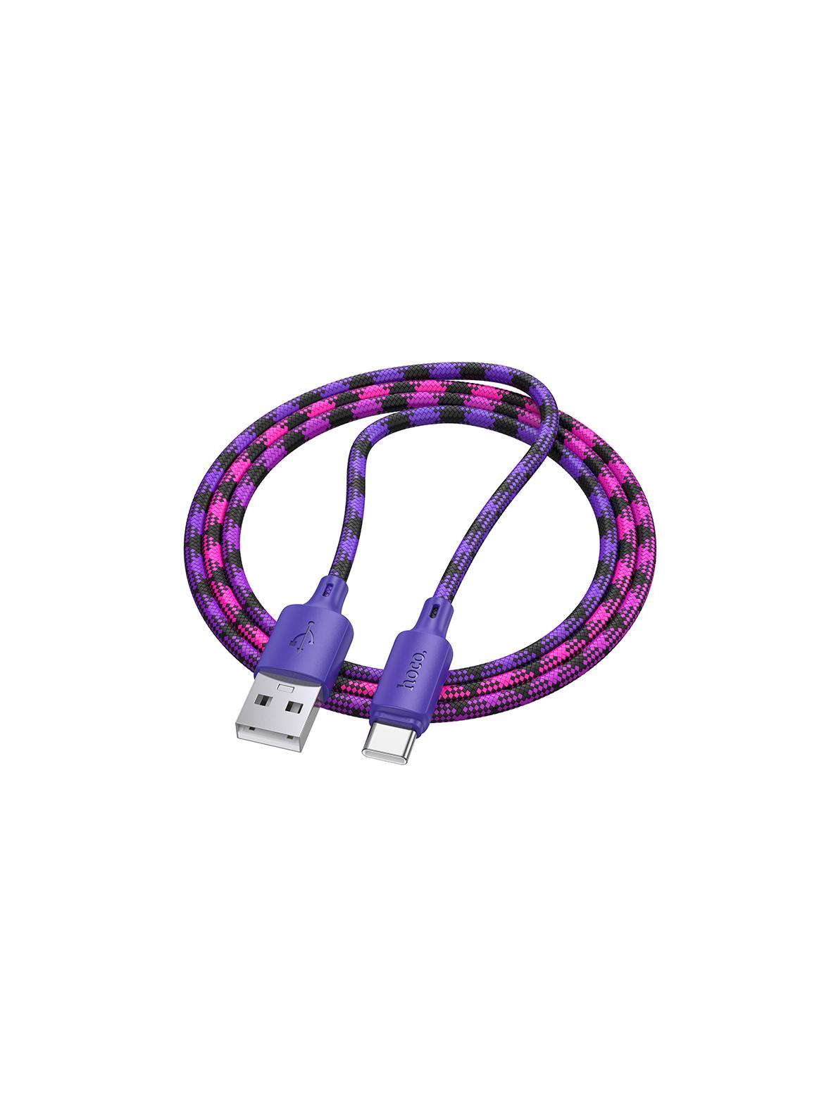 Kabel USB A do USB C Hoco 3A 1 m X116 gradient fioletowy