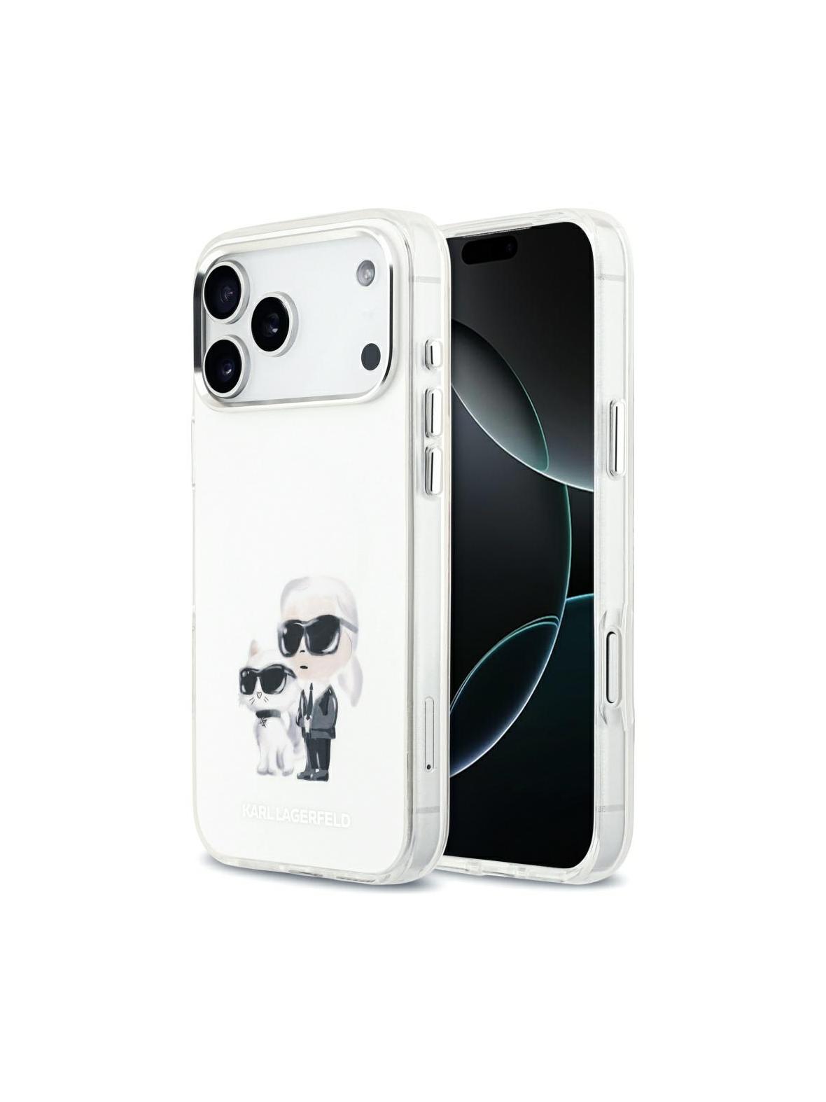 KARL LAGERFELD futerał do IPHONE 17 Pro Max kompatybilny z MagSafe KLHMP17XHMKCAQOH (IML Aquarelle K&C & Logo) biały