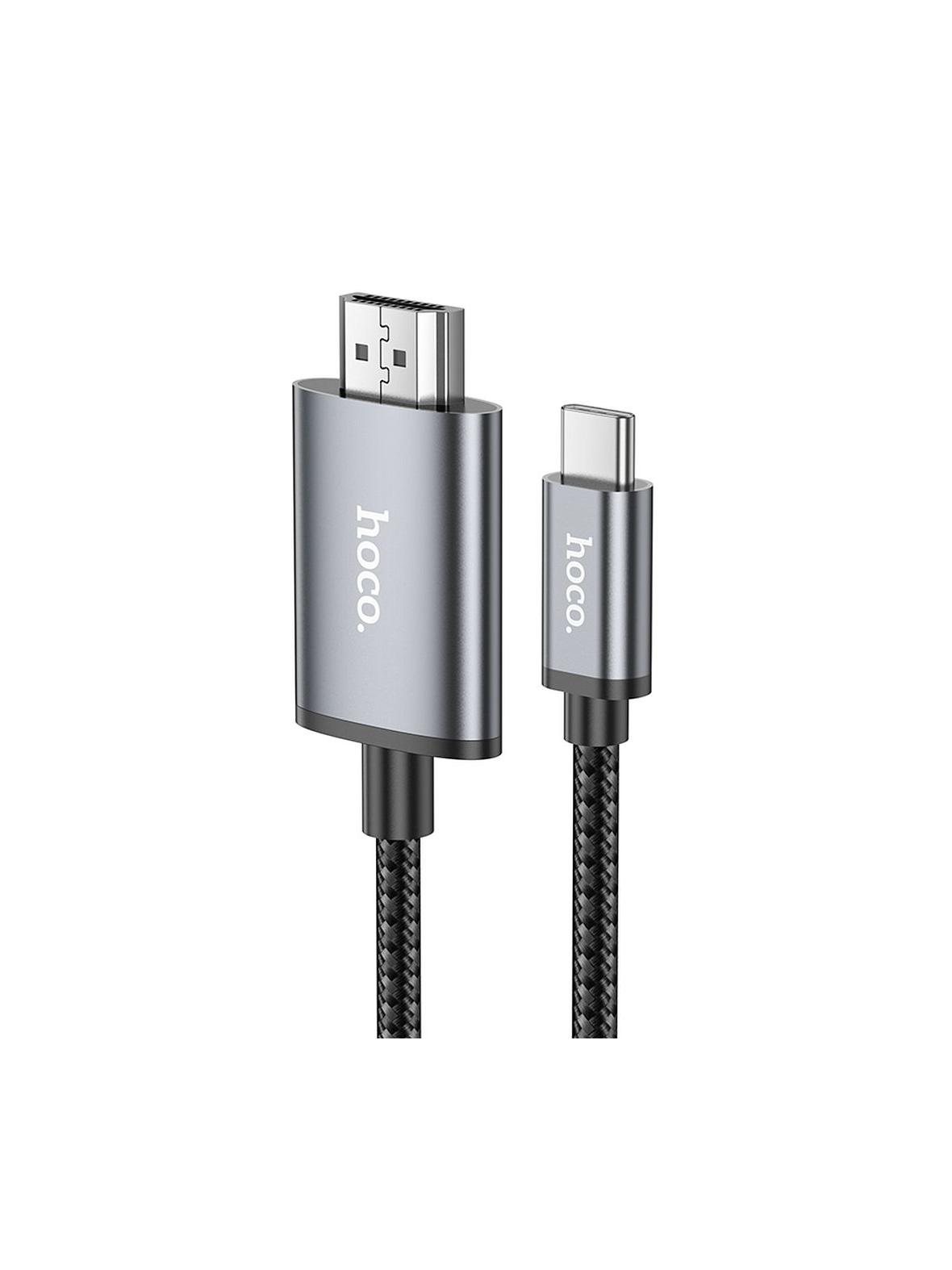 Kabel USB C do HDMI Hoco 4K 30Hz 2 m UA27 stalowy szary