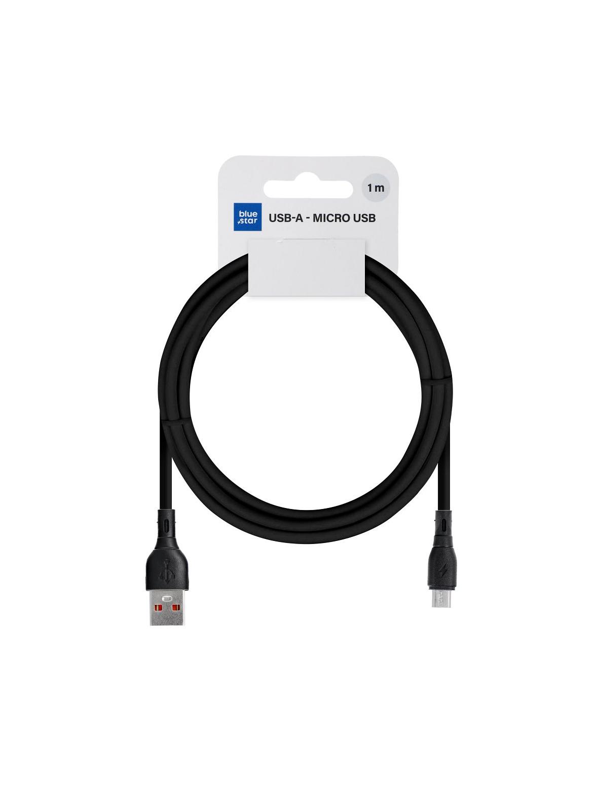Kabel USB A do Micro USB Blue Star 2A ECO 1 m PJ68-23-2 czarny