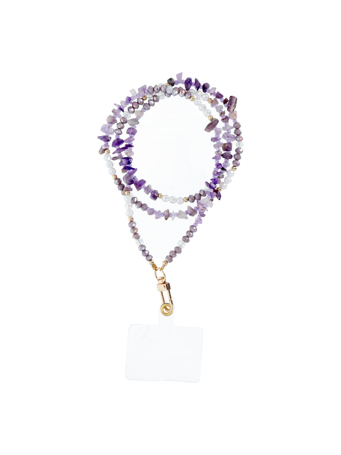 Smycz do telefonu, Zawieszka do telefonu - STONE / długość sznura 82cm (41cm w pętli) / na szyję - fioletowy