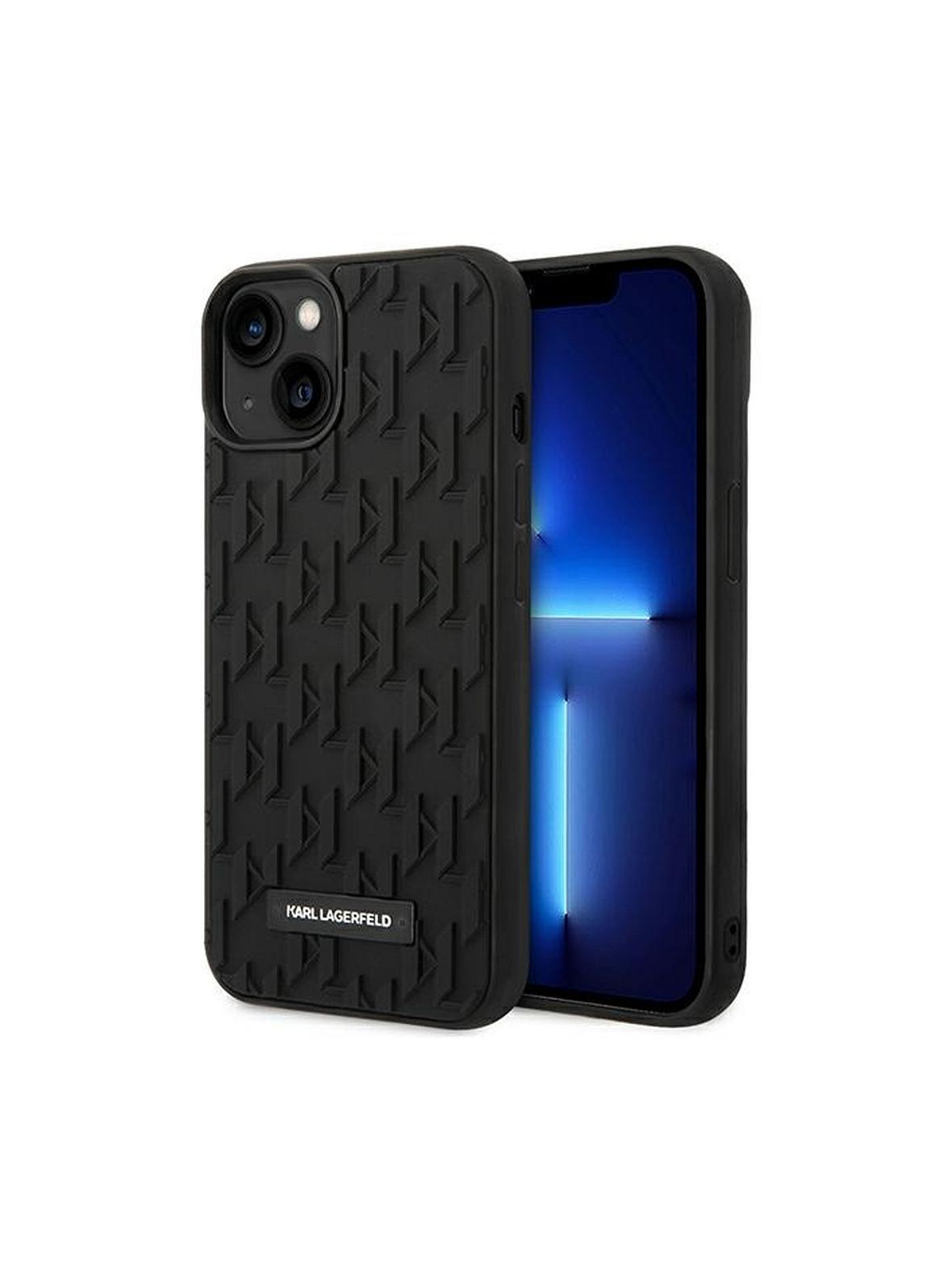 KARL LAGERFELD futerał do IPHONE 14 Plus KLHCP14MRUPKLPK (3D Rubber Case Monogram Pattern Metal Plate) czarny
