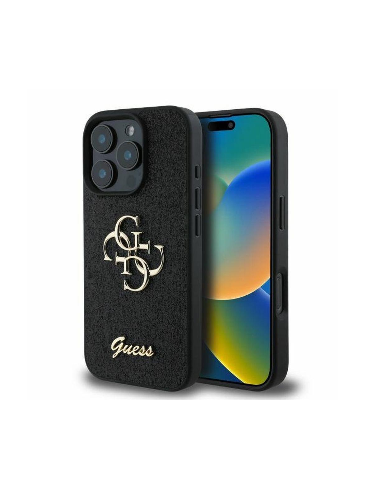 GUESS futerał do IPHONE 16 Pro GUHCP16LHG4SGK (Fixed Glitter Big 4G) czarny