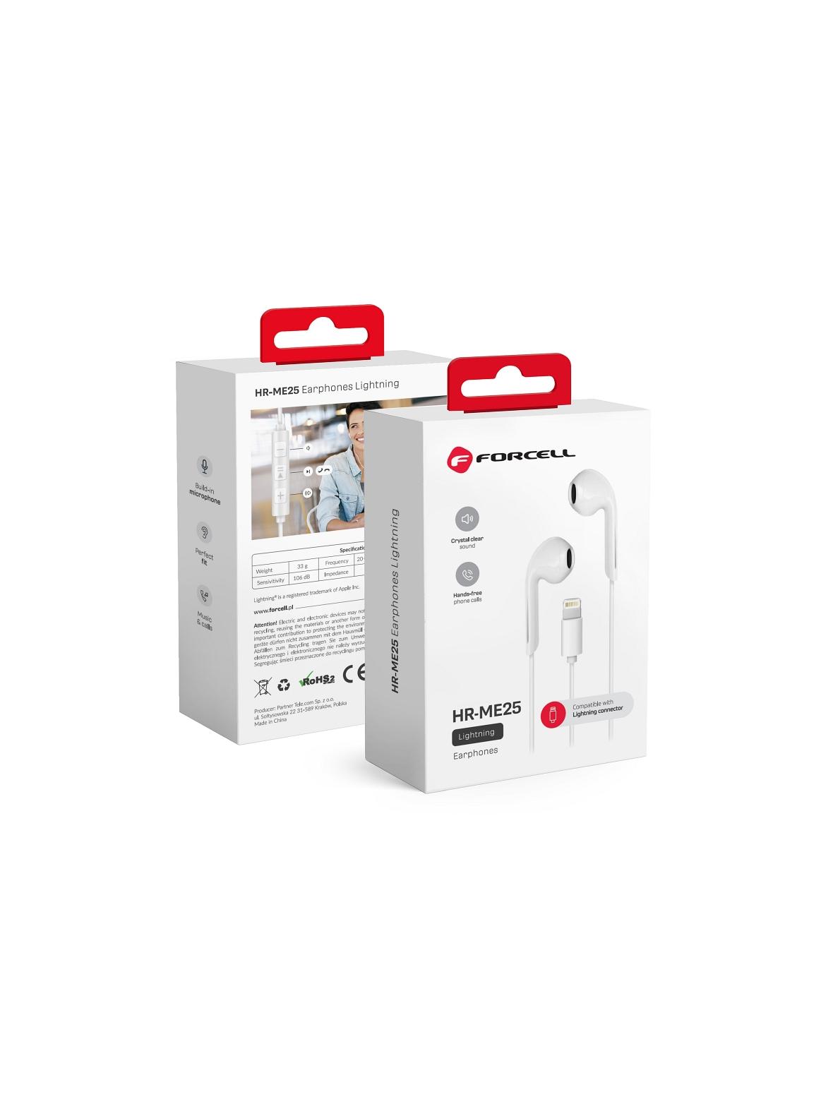 Słuchawki przewodowe douszne Lightning Forcell F-Audio HR-ME25 białe