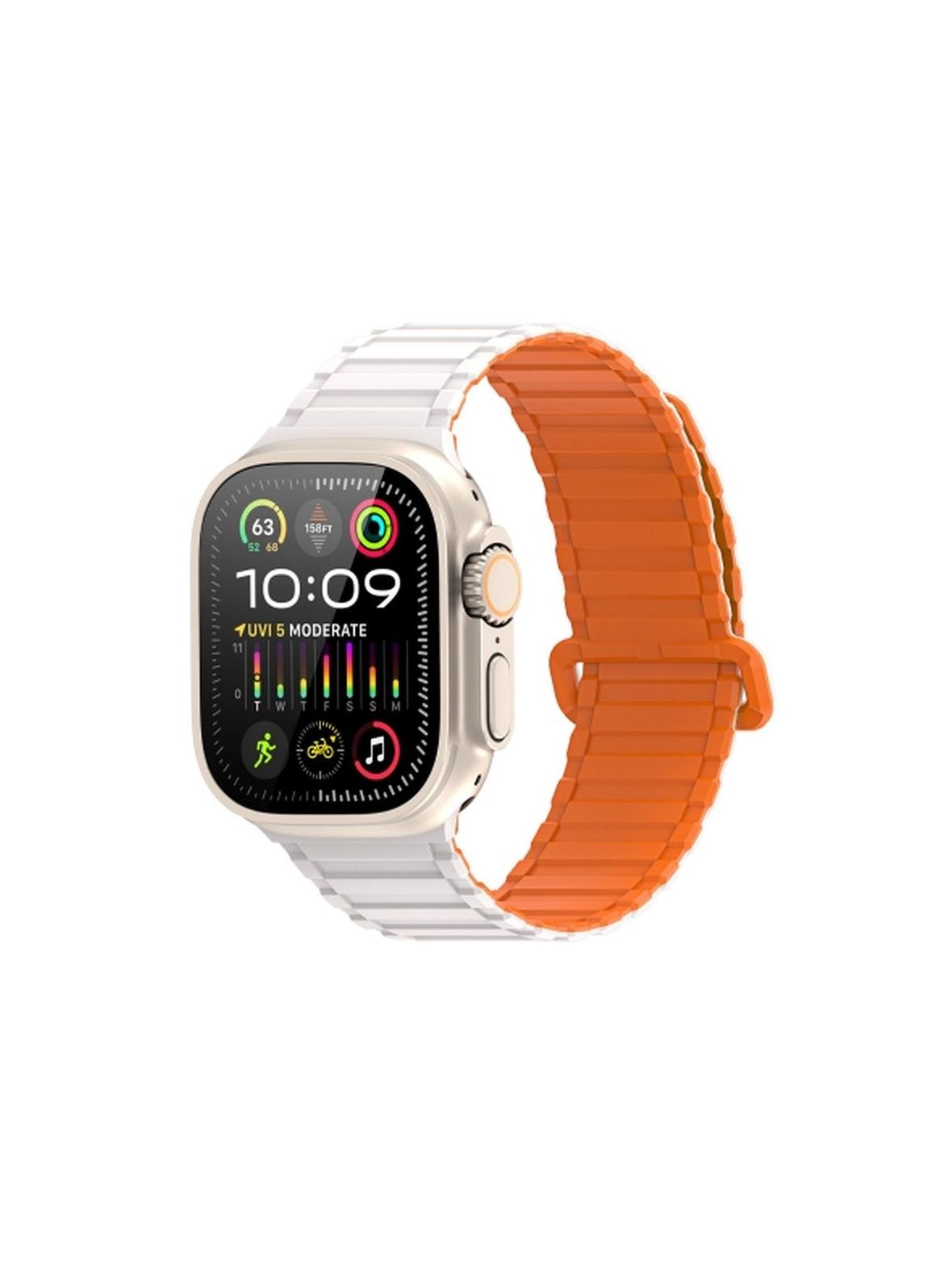 DUX DUCIS pasek KJ silikonowy do Apple Watch 42 / 44 / 45 / 49 mm srebrno pomarańczowy