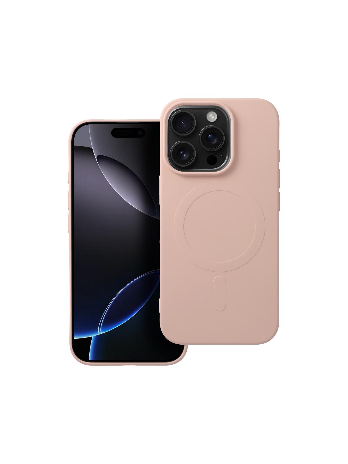 Futerał SILICONE MAG COVER (big hole) kompatybilny z MagSafe do IPHONE 16 Pro różowy