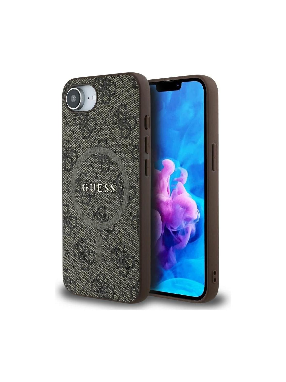 GUESS futerał do IPHONE 16e (SE 4 2025) kompatybilny z MagSafe GUHMPSE4G4GFRW (PU 4G Ring Classic Logo) brązowy