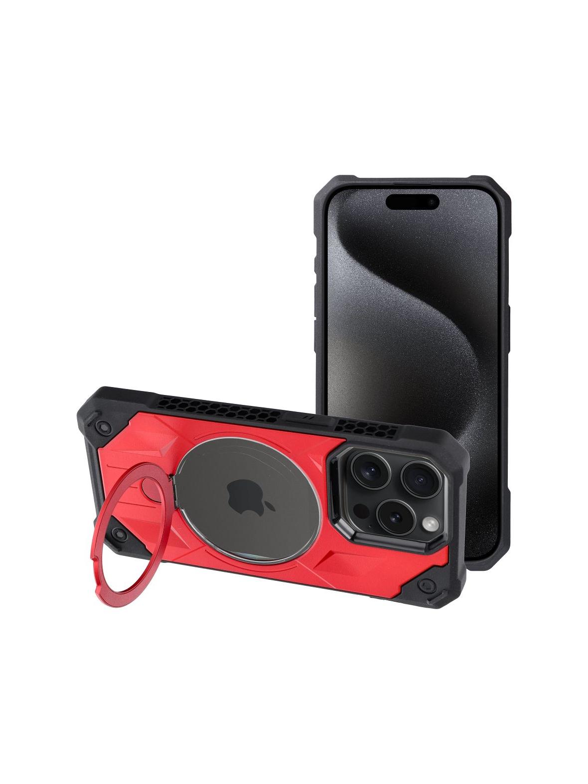 Futerał ARMOR MAG COVER kompatybilny z MagSafe do IPHONE 15 Pro czerwony