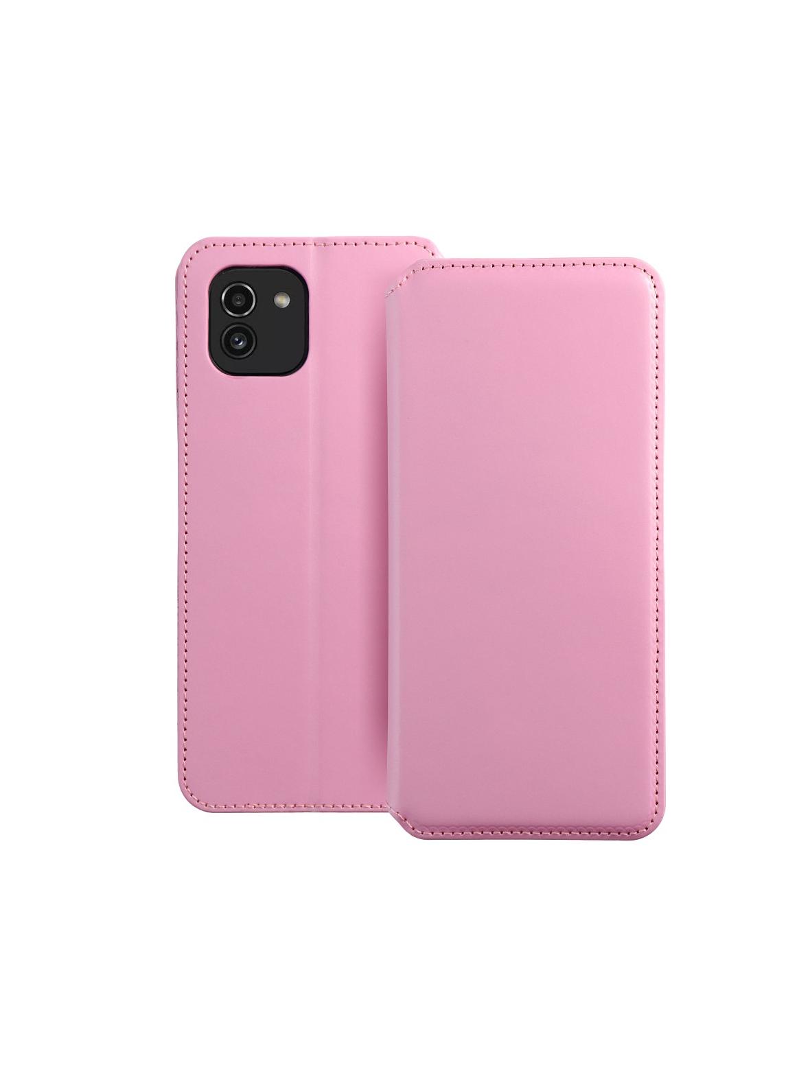 Kabura DUAL POCKET Book do SAMSUNG A03 jasny różowy