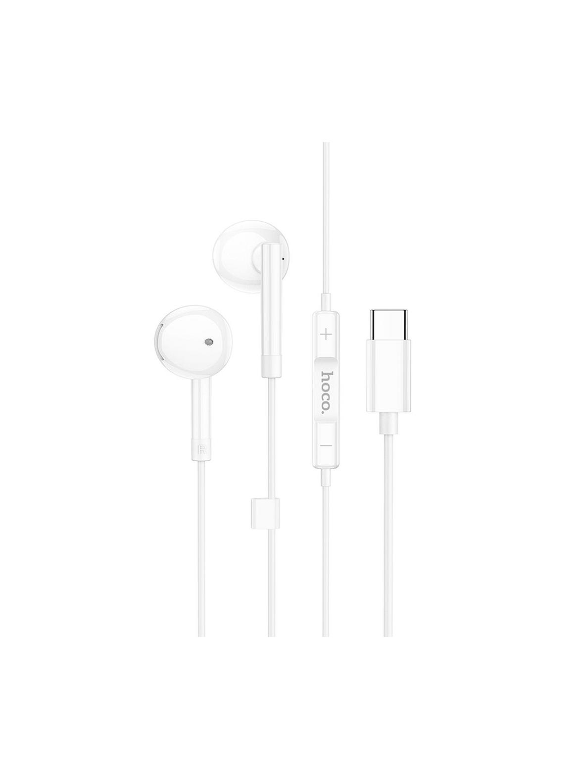 Słuchawki przewodowe douszne USB C Hoco M95 białe